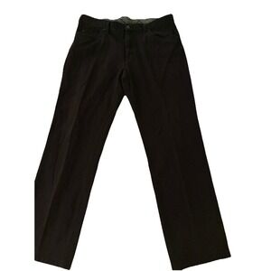 Mens Brown Straight Leg Five Pocket Pants Plaid Lined Waistband 38x32